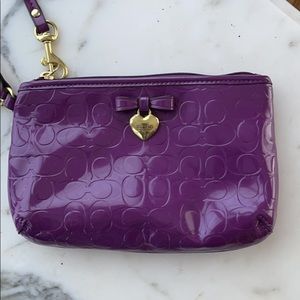 Coach Purple Heart Patent Leather Wristlet